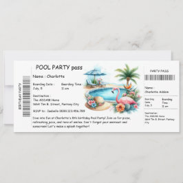 Poolparty-inbjudan i biljettstil – Födelsedagsfest Inbjudningar