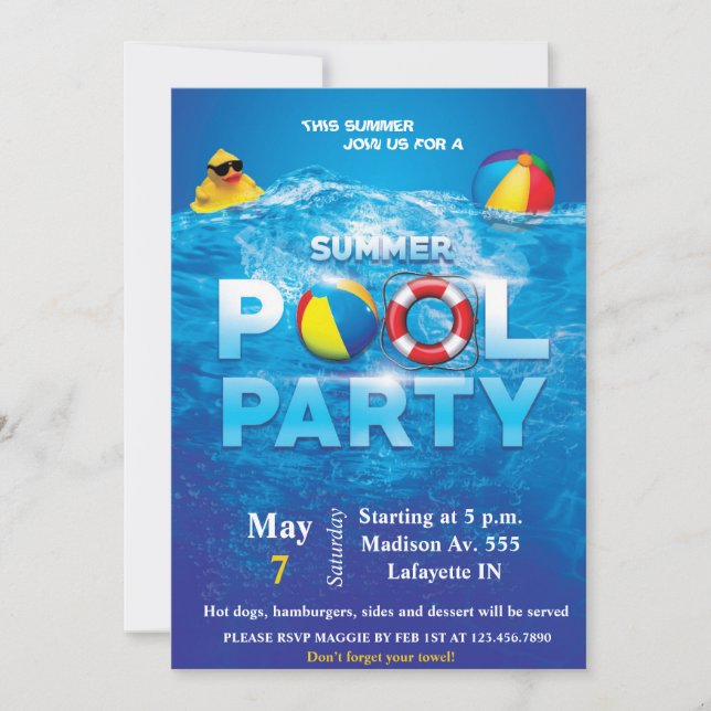 Poolparty-inbjudan Inbjudningar (Framsida)