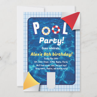 Poolparty-inbjudan med flottörer inbjudningar
