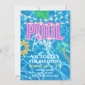 Poolparty-inbjudan, Sommar Poolparty Inbjudningar