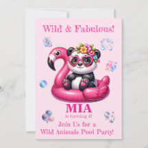 Poolparty-inbjudan till födelsedagsfest med vilda