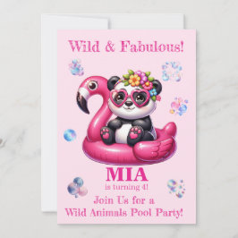 Poolparty-inbjudan till födelsedagsfest med vilda inbjudningar