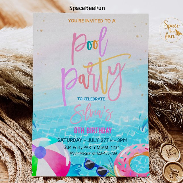 Poolparty-inbjudan Tropisk fest Poolparty Inbjudningar (Skapare uppladdad)