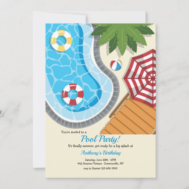 Poolparty Inbjudningar (Framsida)