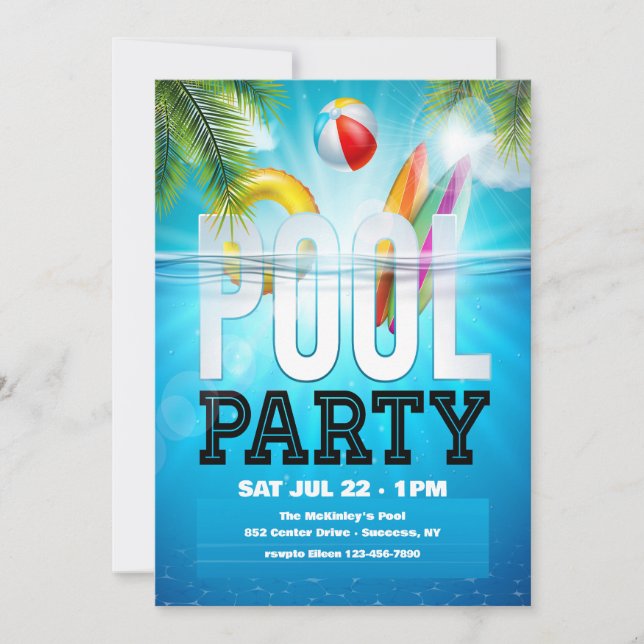 Poolparty Inbjudningar (Framsida)