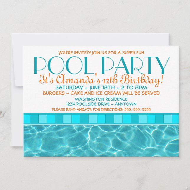 Poolparty-inbjudningar Inbjudningar (Framsida)