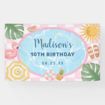 Poolparty Modern Sommar Tema Flickas Födelsedag