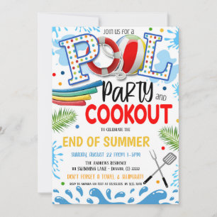 Poolparty- och grillfestinbjudan inbjudningar