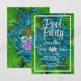 Poolparty palmblad  inbjudningar