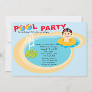 Poolparty Pojkars Födelsedagsinbjudan Inbjudningar