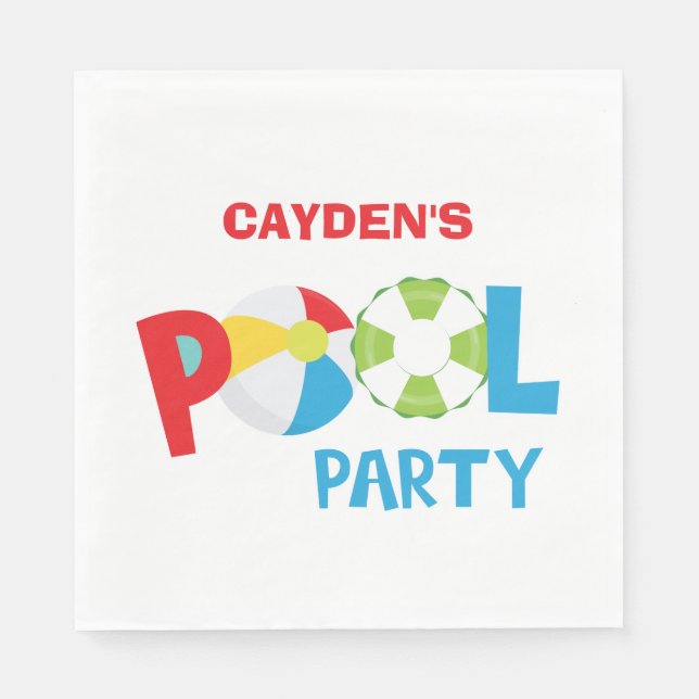 Poolparty Pojkens Födelsedag Pappersservett (Framsidan)