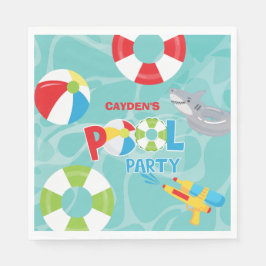 Poolparty Pojkfödelsedags hajflotte Pappersservett