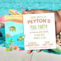 Poolparty Sköldpaddor Sommar Födelsedag