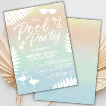 Poolparty sommar födelsedagsfest inbjudan