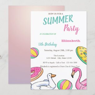 Poolparty sommar födelsedagsfest inbjudningar