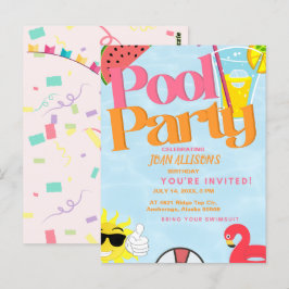 Poolparty Sommar Födelsedagsinbjudan Vattenmelon Vykort