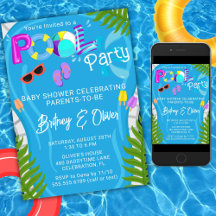Poolparty sommar könsneutral baby shower