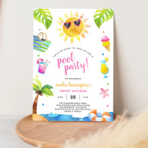Poolparty sommar strand barnkalas
