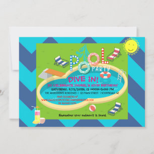 Poolparty Sommarfest Vuxna Barn Födelsedag Inbjudningar