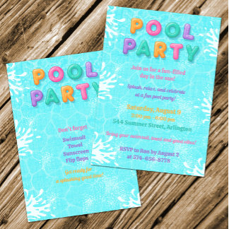 Poolparty Sommarlov Födelsedagsinbjudan Inbjudningar