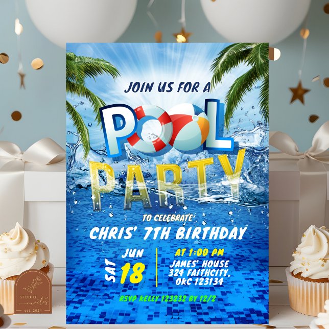 Poolparty Splash Sommar  Inbjudningar (Skapare uppladdad)