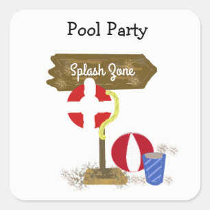Poolparty Stänkzon Fyrkantigt Klistermärke