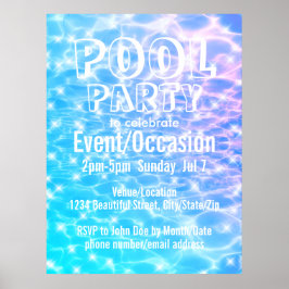 Poolparty Strandfest Sommarfest blå vatten Poster