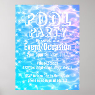 Poolparty Strandfest Sommarfest blå vatten Poster