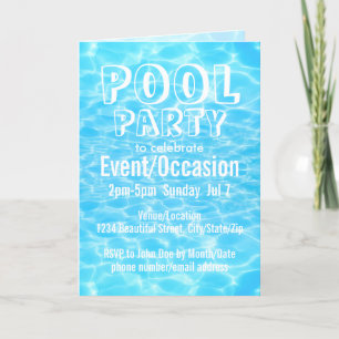 Poolparty Strandfest Sommarfest modern stilren Inbjudan