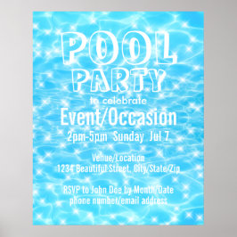 Poolparty Strandfest Sommarfest vattenstrukturer Poster