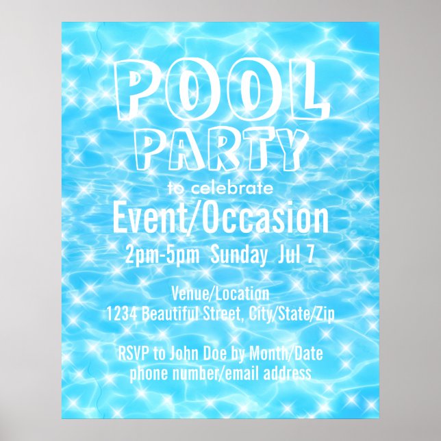 Poolparty Strandfest Sommarfest vattenstrukturer Poster (Framsidan)