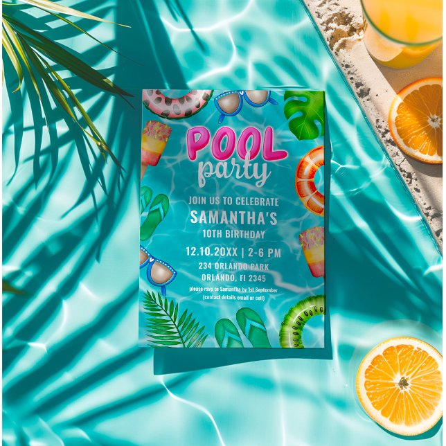 Poolparty Tropisk Sommar Inbjudningar (Skapare uppladdad)