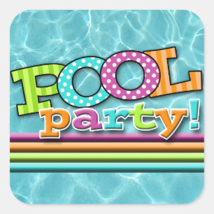 Poolpartyfirande Fyrkantigt Klistermärke