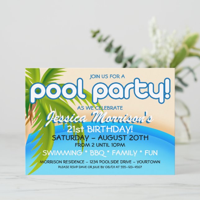Poolpartyfirande Inbjudningar (Stående Fram)