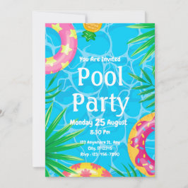 Poolpartyfirande sommarfödelsedagsinbjudan inbjudningar