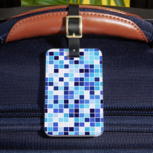 Poolplattor, Blå mosaikplattor, Geometriskt mönste Bagagebricka