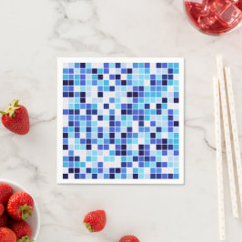 Poolplattor, blå mosaikplattor, geometriskt mönste pappersservett