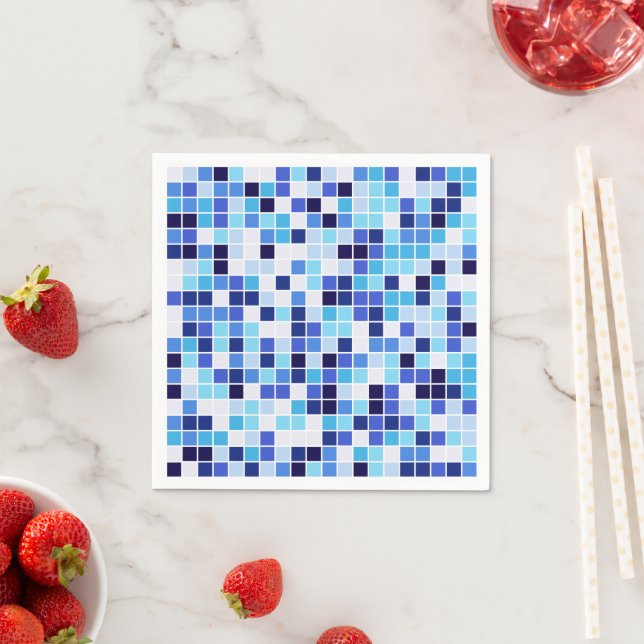 Poolplattor, blå mosaikplattor, geometriskt mönste pappersservett (Insitu)
