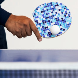Poolplattor, blå mosaikplattor, geometriskt mönste pingisracket