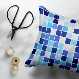 Poolplattor, Blå mosaikplattor, Geometriskt mönste Prydnadskudde