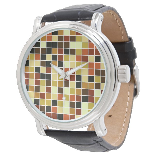 Poolplattor, Bruna Mozaikplattor, Geometriskt Möns Armbandsur (Vinklad)