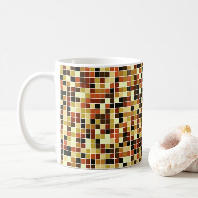 Poolplattor, Bruna Mozaikplattor, Geometriskt Möns Kaffemugg (Med munk)