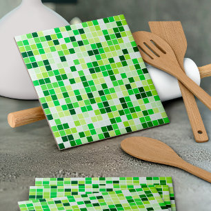 Poolplattor, gröna mosaikplattor, geometriskt möns kakelplatta