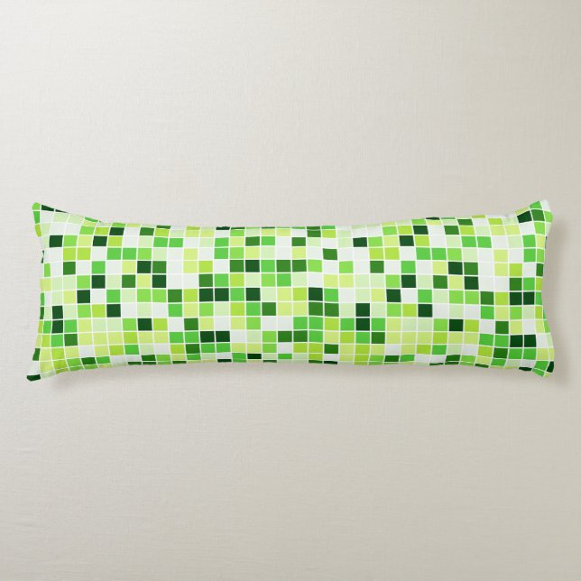 Poolplattor, gröna mosaikplattor, geometriskt möns kroppskudde (Framsidan)
