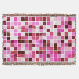 Poolplattor, rosa mosaikplattor, geometriskt mönst filt