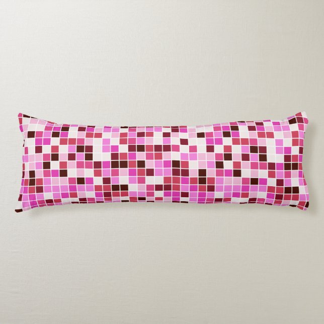 Poolplattor, rosa mosaikplattor, geometriskt mönst kroppskudde (Framsidan)
