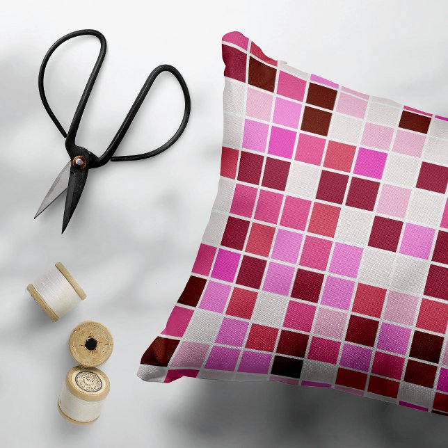 Poolplattor, rosa mosaikplattor, geometriskt mönst prydnadskudde (Skapare uppladdad)