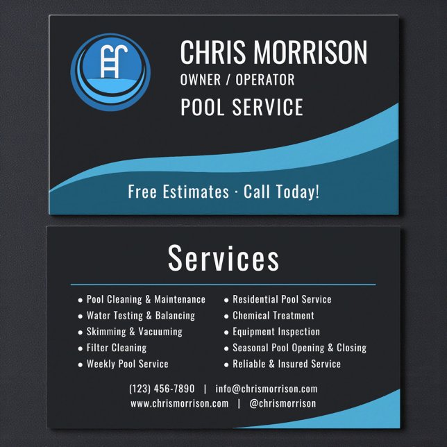 Poolservice  visitkort (Skapare uppladdad)