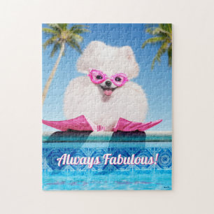 Poolside Hund in Flippers Pussel