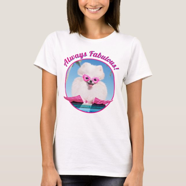 Poolside Hund in Flippers T Shirt (Framsida)
